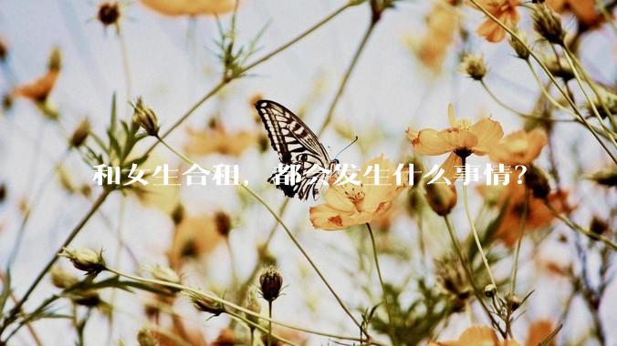 和女生合租，都会发生什么事情？